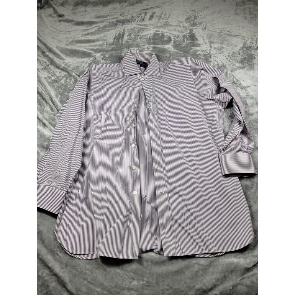 Polo Ralph Lauren Classic Fit Button‎ Dress Shirt 16.5-34 Purple striped xl